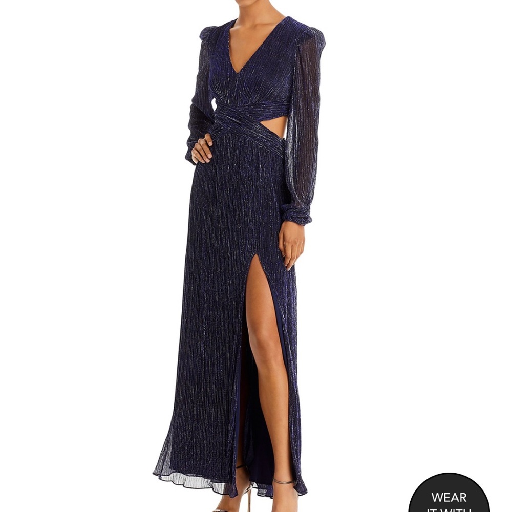 Aqua Cutout Metallic Gown